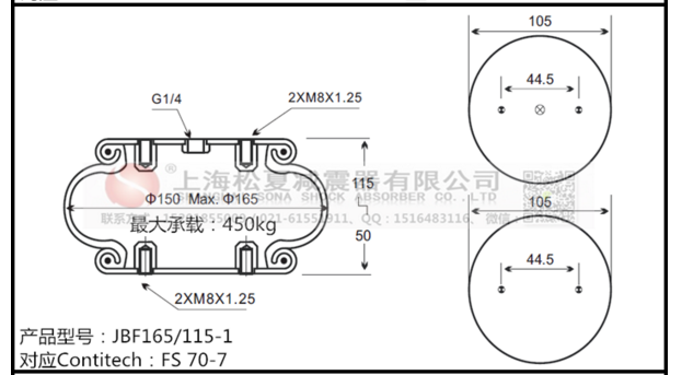 JBF165/115-1橡膠空氣彈（dàn）簧的設計特點